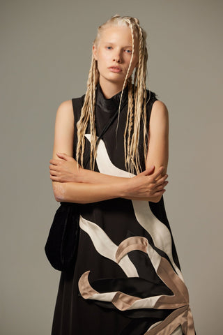 High Neck Sleeveless A-Line Dress – Black - Julia Allert
