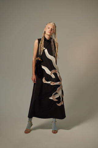 High Neck Sleeveless A-Line Dress – Black - Julia Allert