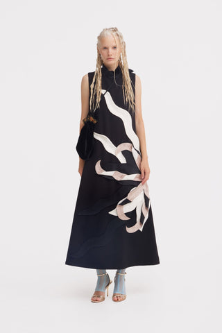 High Neck Sleeveless A-Line Dress – Black - Julia Allert