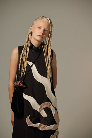 High Neck Sleeveless A-Line Dress – Black - Julia Allert