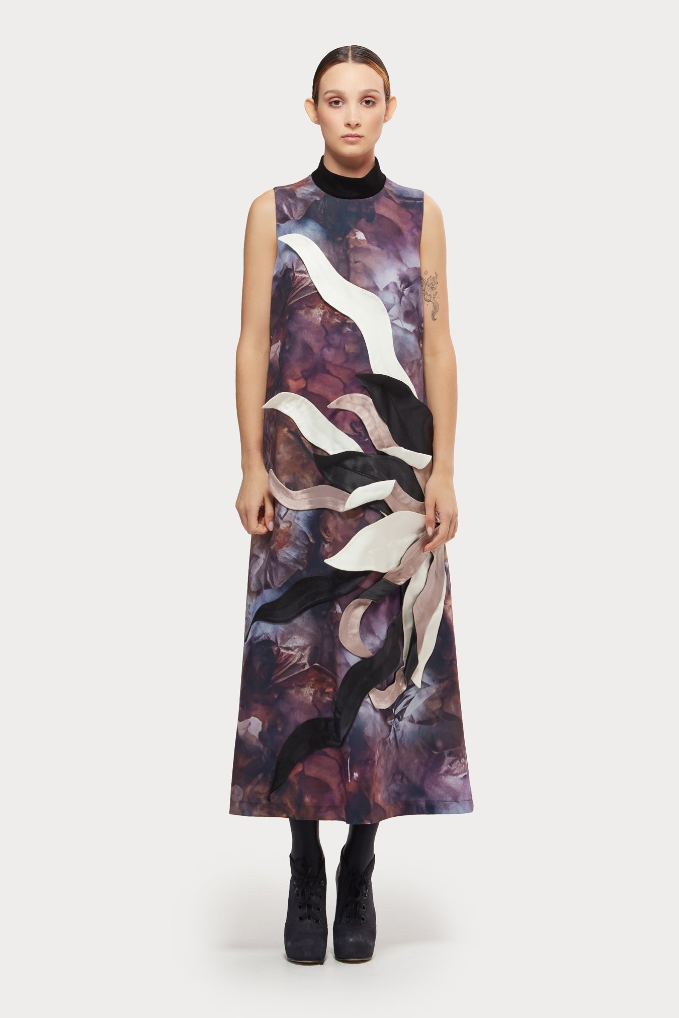 High Neck Sleeveless Dress Abstract Print Brown Julia Allert High Neck Sleeveless Dress Abstract Print Brown Julia Allert