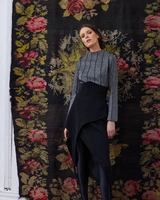 High-Neck Top With Seams Soft Knit Grey - Julia Allert