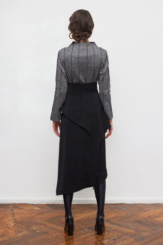 High-Neck Top With Seams Soft Knit Grey - Julia Allert