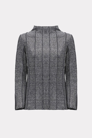 High-Neck Top With Seams Soft Knit Grey - Julia Allert