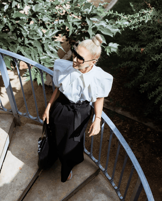 High Waist A-Line Black Long Skirt With Belt - Julia Allert