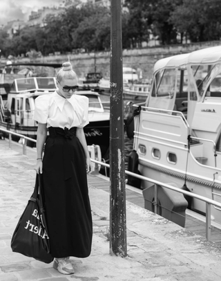 High Waist A-Line Black Long Skirt With Belt - Julia Allert