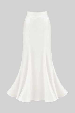 High Waist Double-Sided Satin Maxi Skirt – Ivory - Julia Allert