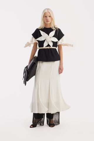 High Waist Double-Sided Satin Maxi Skirt – Ivory - Julia Allert