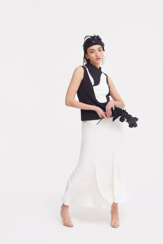 High Waist Double-Sided Satin Maxi Skirt – Ivory - Julia Allert