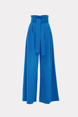 High Waist Long Wide Leg Trousers Bright Blue - Julia Allert