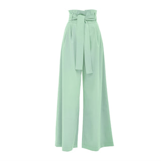 High Waist Long Wide Leg Trousers Mint Green