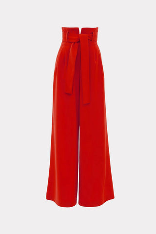 High Waist Long Wide Leg Trousers Red - Julia Allert