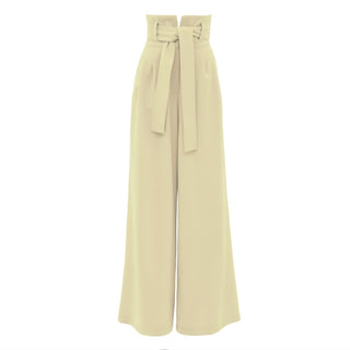 High Waist Long Wide Leg Trousers Transparent Yellow