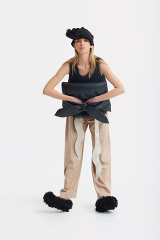 High-Waist Wrap Trousers – Beige - Julia Allert