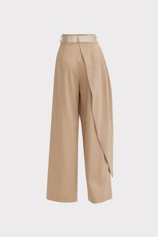 High-Waist Wrap Trousers – Beige - Julia Allert