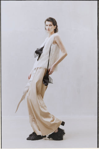 High-Waist Wrap Trousers – Beige - Julia Allert