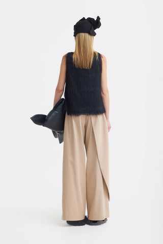 High-Waist Wrap Trousers – Beige - Julia Allert
