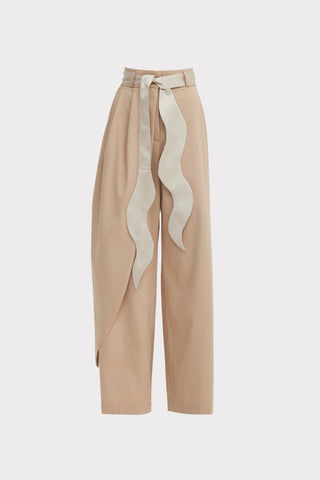 High-Waist Wrap Trousers – Beige - Julia Allert