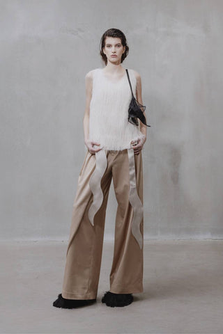High-Waist Wrap Trousers – Beige - Julia Allert