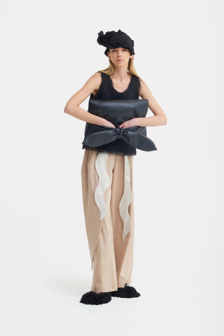 High-Waist Wrap Trousers – Beige - Julia Allert
