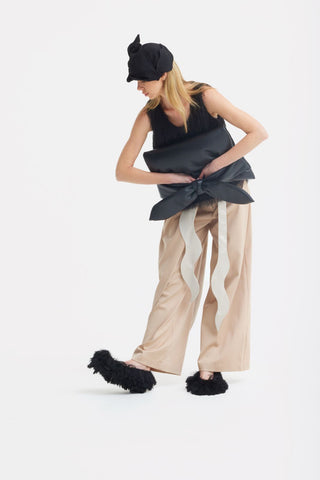 High-Waist Wrap Trousers – Beige - Julia Allert