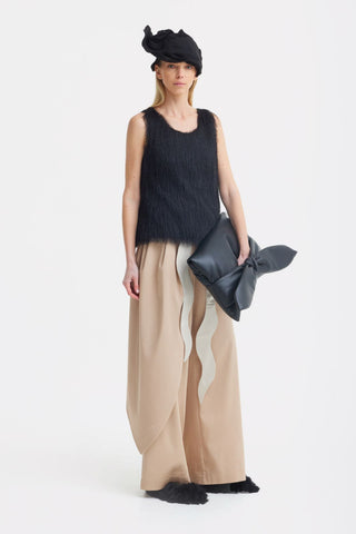 High-Waist Wrap Trousers – Beige