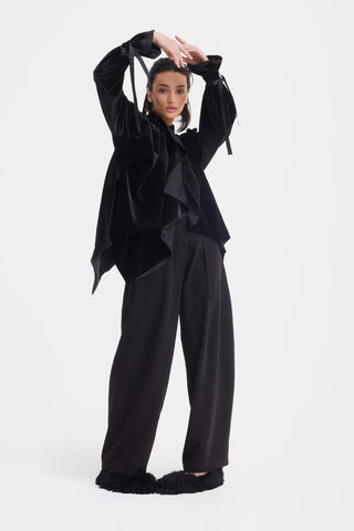 High Waisted Barrel Leg Pants - Black - Julia Allert