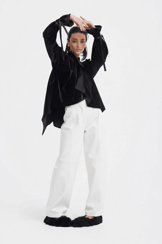 High Waisted Barrel Leg Pants - White - Julia Allert