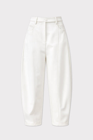 High Waisted Barrel Leg Pants - White - Julia Allert