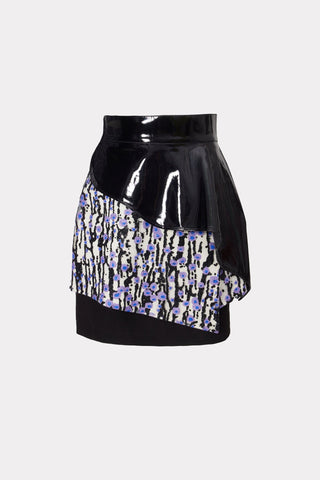 High-Waisted Multi-Layered Mini Skirt With Patent Belt Liliac - Julia Allert