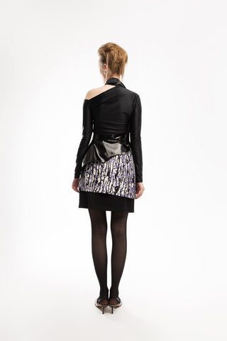 High-Waisted Multi-Layered Mini Skirt With Patent Belt Liliac