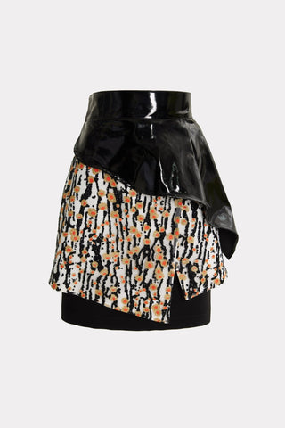 High-Waisted Multi-Layered Mini Skirt With Patent Belt Orange - Julia Allert