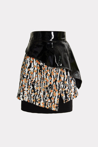 High-Waisted Multi-Layered Mini Skirt With Patent Belt Orange
