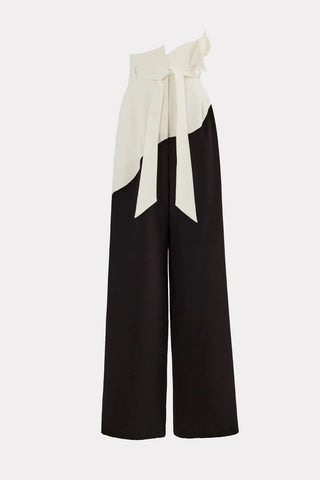 High-Waisted Two-Tone Flare Trousers Black