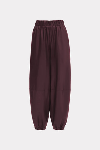 High-Waisted Wide Leg Faux Leather Joggers Burgundy