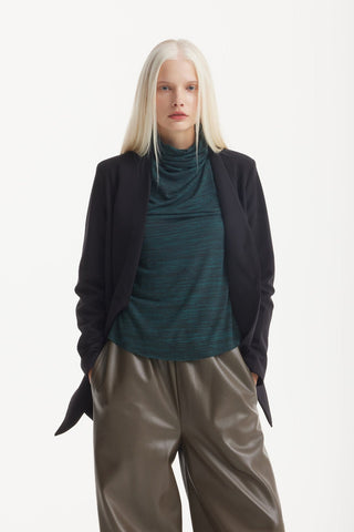 High-Waisted Wide Leg Faux Leather Joggers Khaki - Julia Allert