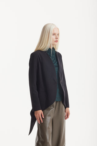 Elegant Blazer With Curved Hem Black