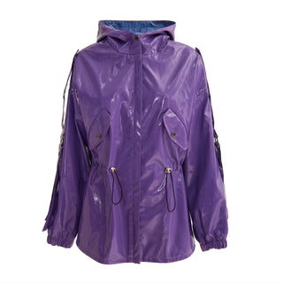 Hooded Lacquer Jacket Violet