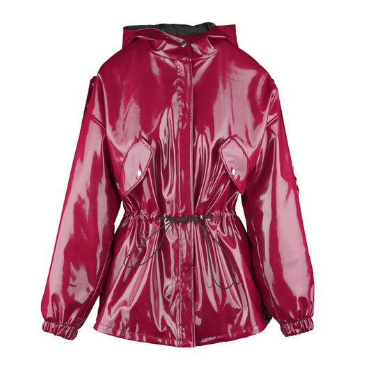Hooded Lacquer Jacket Burgundy