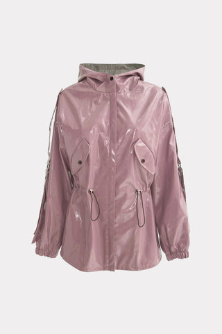 Hooded Lacquer Jacket Rose Gold