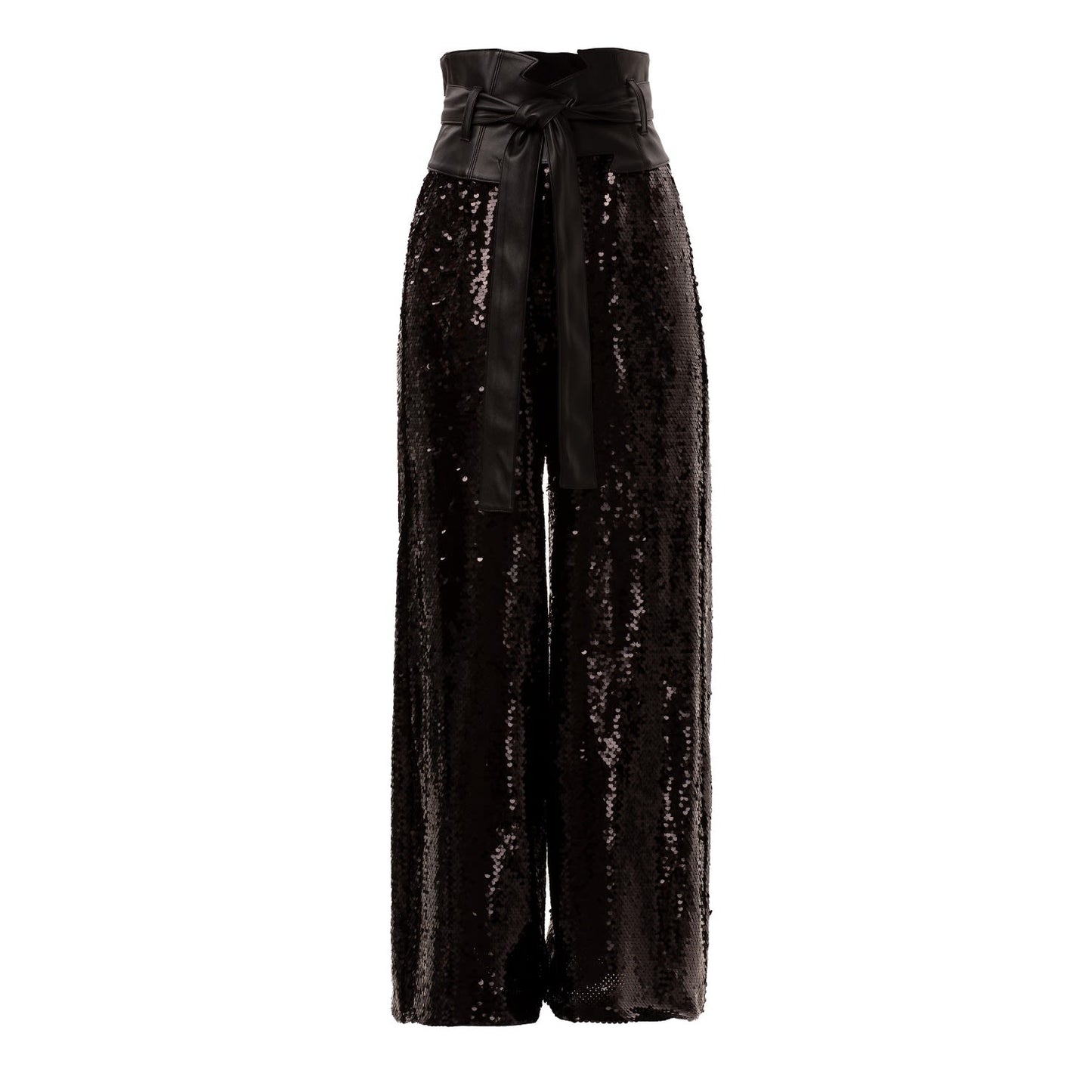 Occasion Black Palazzo Sequin Trousers