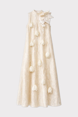 Ivory A-Line Flower Maxi Dress – Couture Gown - Julia Allert