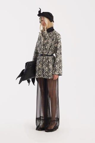Ivory Abstract Textured Jacket With Satin Lining - Julia Allert
