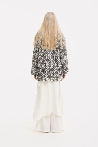 Ivory Abstract Textured Jacket With Satin Lining - Julia Allert