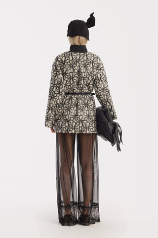 Ivory Abstract Textured Jacket With Satin Lining - Julia Allert