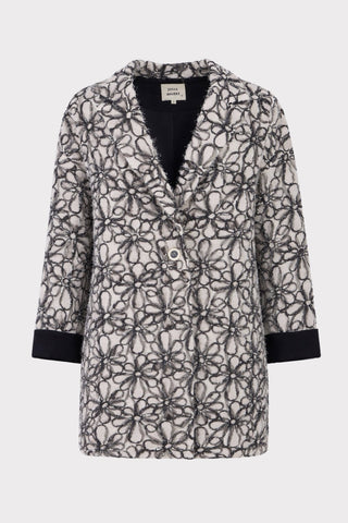 Ivory Abstract Textured Jacket With Satin Lining - Julia Allert