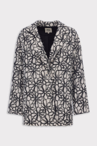 Ivory Abstract Textured Jacket With Satin Lining - Julia Allert