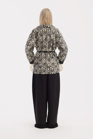 Ivory Abstract Textured Jacket With Satin Lining - Julia Allert
