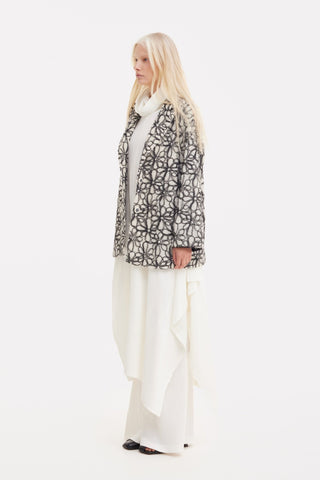 Ivory Abstract Textured Jacket With Satin Lining - Julia Allert