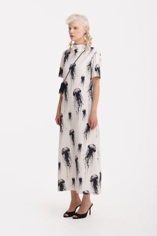 Ivory Jellyfish Print Fluid A-Line Dress – Capsule Edition - Julia Allert